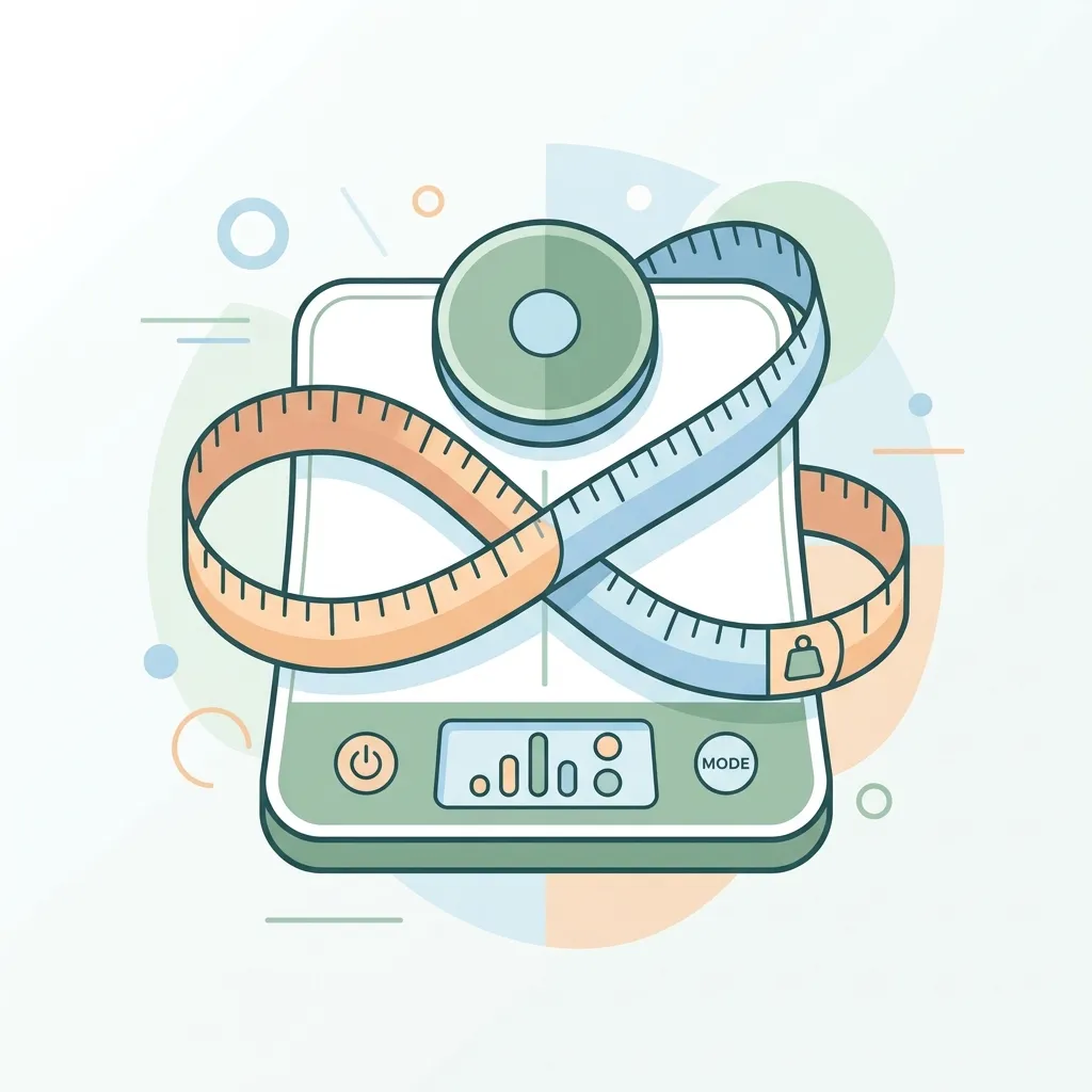 BMI scale and measuring tape